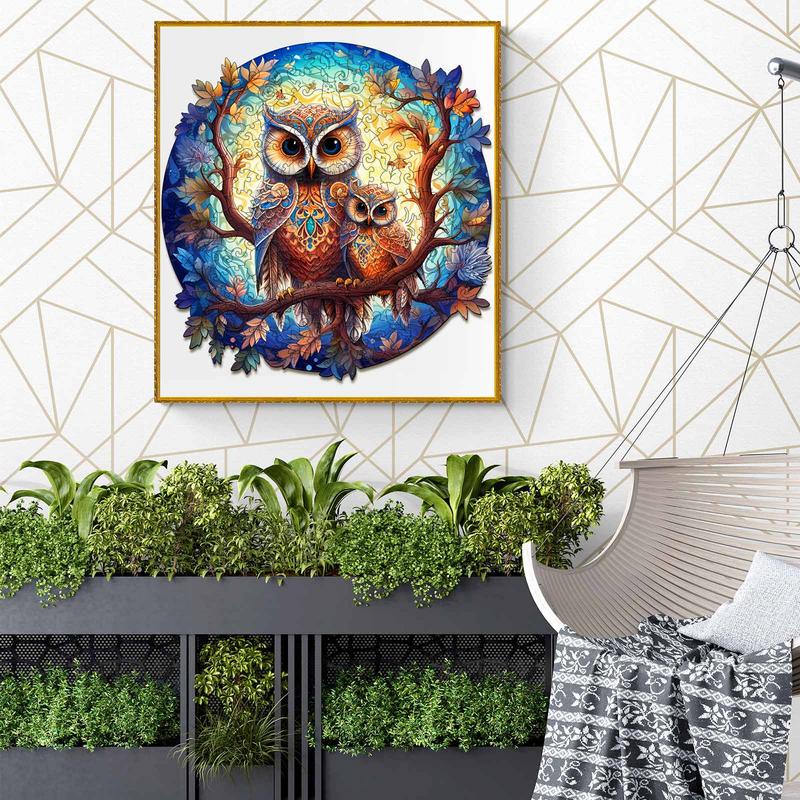 Owl Family-2 Wooden Jigsaw Puzzle for Kids and Adults - Educational Toy