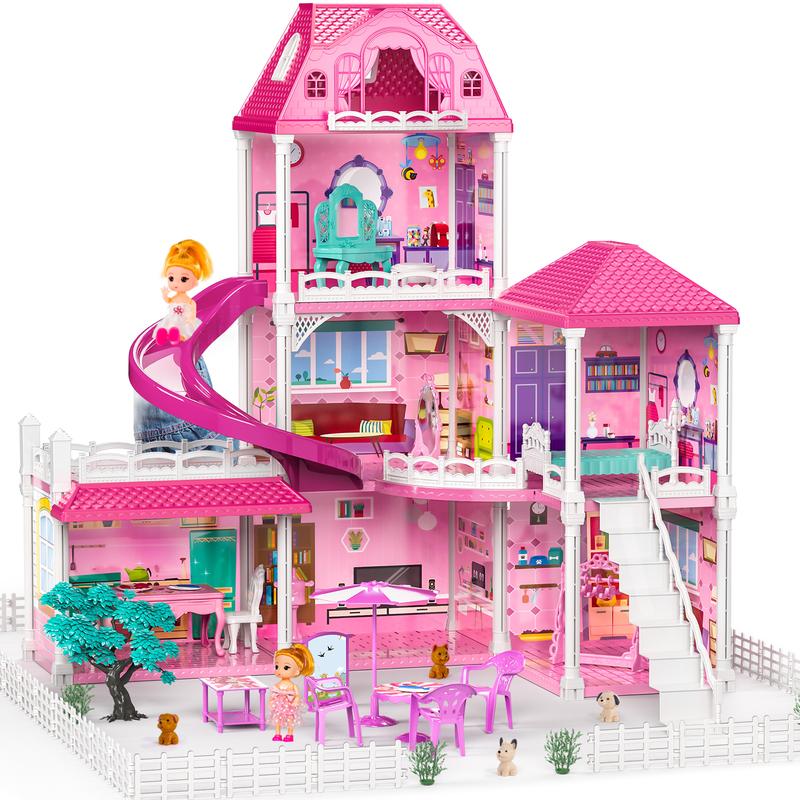 Luxury DollHouse Toys - 3-Story 6 Rooms Dollhouse with 2 Dolls Toy Figures, Dollhouse Toys