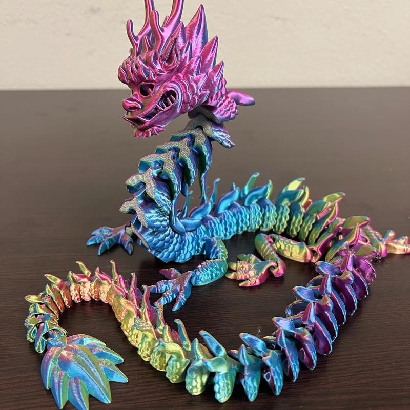 Rainbow Dragon Articulating Toy | Color Shifting | Magic Dragon | Custom Colors | Flexible Sensory Toys | Multiple Sizes | Perfect Gift For Him or Her | 3D Printed Plastic