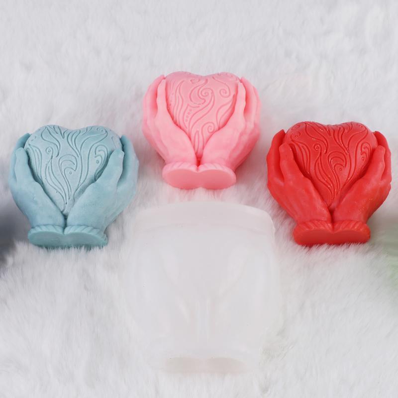 Holding Heart In Hands Shaped Candle Mold, Silicone Handmade Soap Mold, DIY Decorative Mold for Home Decoration