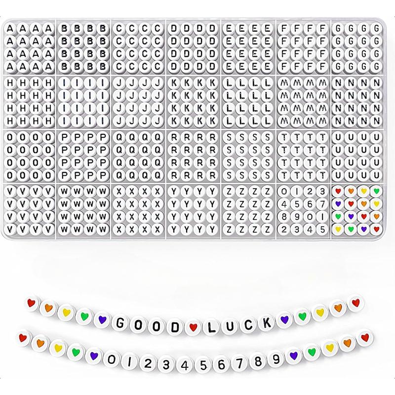 Redtwo 1400 Pcs Letter Beads for Friendship Bracelets Making Kit, A-Z Alphabet Beads, Colorful Heart Beads & Number Beads for DIY Jewelry Making