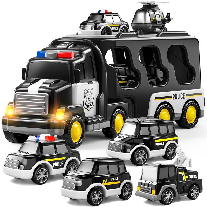 Kids toys Truck Toys for Toddler 3 4 5 6 Years Old Boys - 5-in-1 Friction Power Emergency Vehicle, Toy for Toddlers 1-3, Carrier Truck Toys for Kids 3-5, for Girl Age 3-9