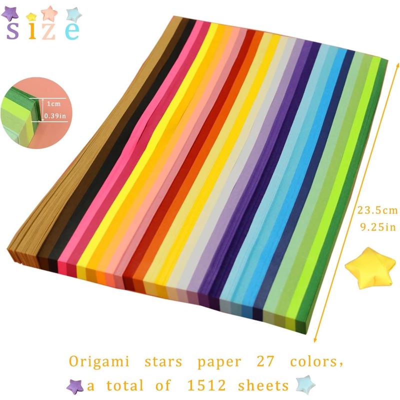 3024 Sheets Origami Star Paper Strips 27 Assortment Color Star Papers Lucky Wish Double Sided Origami Stars Paper Solid Color Diy Hand Art Crafts Gift For  And Adults (3024)