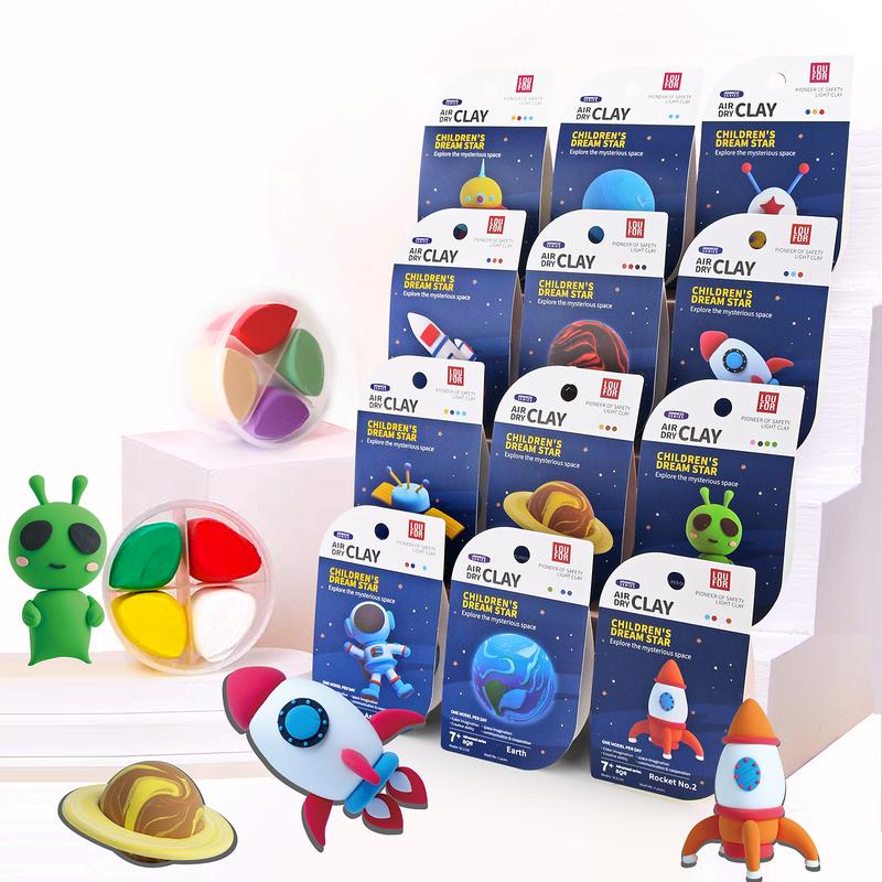 Air Dry Clay DIY 12 in 1 - Space Adventure - Soft + Ultra Light, Safe and Non-Toxic loufor  clay