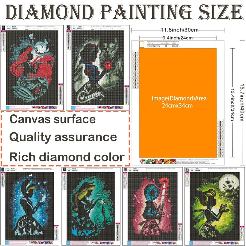 6 Sets Diamond Painting Kit, 5D Adult Diamond Art Circle Full Diamond Painting Kit, Diamond Digital Painting Kit, Gemstone Art Painting Kit, DIY Diamond Painting Beginner Kit (11.8x15.7 inches)