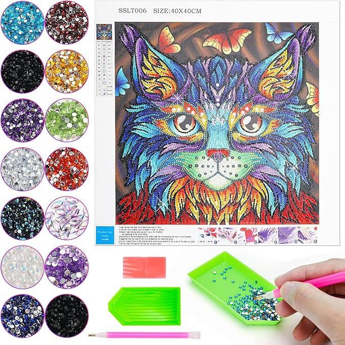 5D Series-Owl Unicorn Cat Horse Diamond Painting Kits,Set of 2 pieces for 6-10 Year Old kids,Best Chritmas Birthday Gift,Home Wall Decor Gift Kits