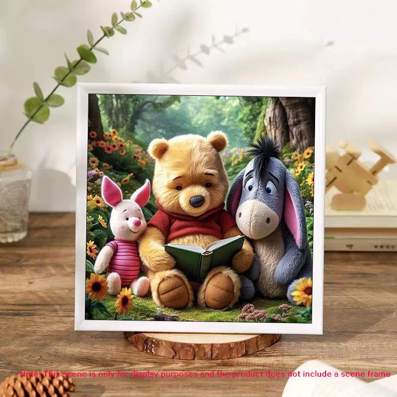 Disney Cartoon Winnie The Pooh Pattern DIY Diamond Art Colorful Painting Kit without Frame, 1 Set DIY 5D Diamond Colorful Painting for Home Bedroom Wall Decor