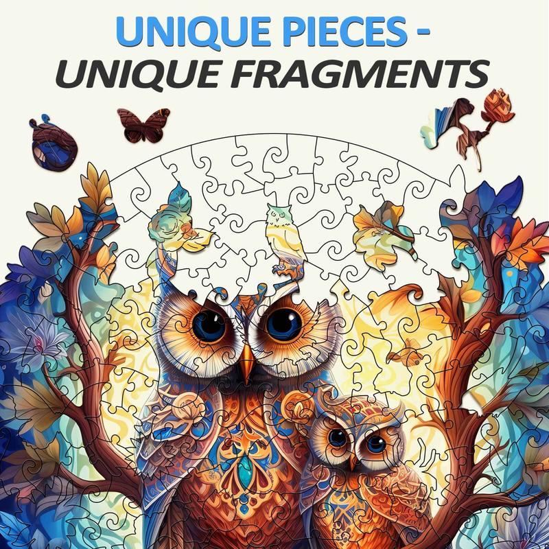 Owl Family-2 Wooden Jigsaw Puzzle for Kids and Adults - Educational Toy