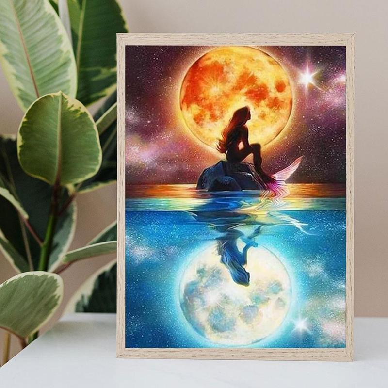 5D Diamond Arts Colorful Painting Kit, Little Mermaid Pattern DIY Diamond Arts Colorful Painting without Frame, Handmade Art Crafts for Home Decor