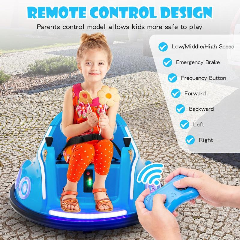 [LiveOnly] 12V  Bumper Car, Battery Powered Ride on Bumper Car, Dual Joysticks, Flashing LED Light & Music,360 Degree Spin, Electric Vehicle Ride on Toys w Remote Control