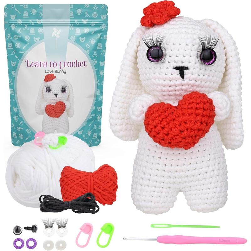 Beginner Crochet Kit for  and Adults  Amigurumi Kit Includes Hook,  & Yarn  Instructions & Step-by-Step Video Guide  Love Bunny Crochet Kit