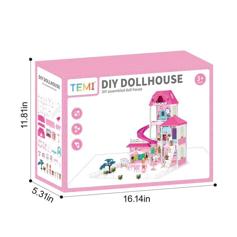 Luxury DollHouse Toys - 3-Story 6 Rooms Dollhouse with 2 Dolls Toy Figures, Dollhouse Toys