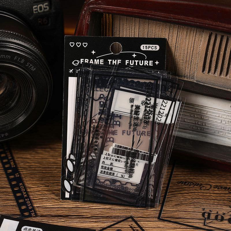 15pcs box Vintage Clear Border Design Sticker, DIY Decorative Sticker for Scrapbook Phone