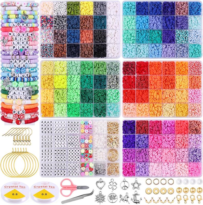 20,000PCS Clay Beads for Bracelet Making Kit, 120 Colors 6 Boxes Polymer Heishi Beads, Friendship Bracelet Kit for DIY Crafts, Earrings Necklace  Making Kit for Adults