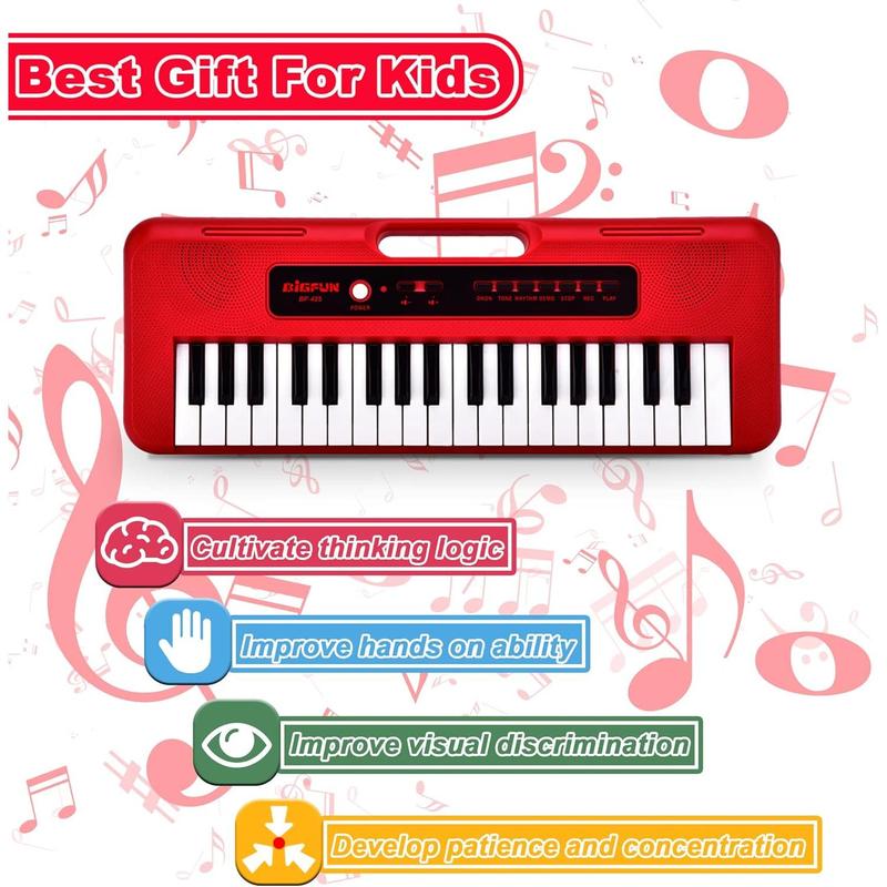 Piano Keyboard for , 37  Portable  Piano for  with Microphone - Music Keyboard Piano Toys for  6 7 8 9 Year Old Boys and Girls (Red)