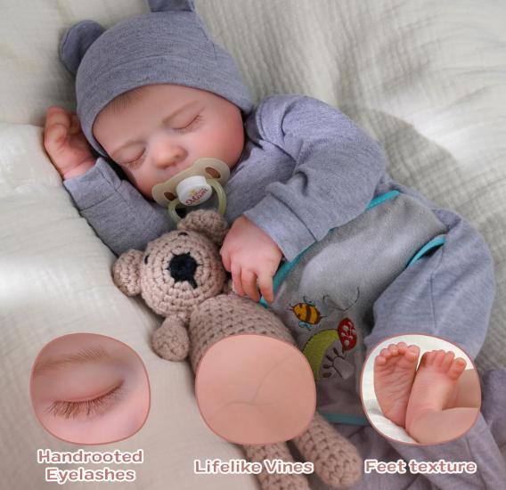 BABESIDE Reborn Baby Dolls Boy- 17 inches Soft Full Vinyl Realistic Newborn Baby Dolls Anatomically Correct Real Life Baby Doll That Look Real w Gift Box for 3+ Years Old