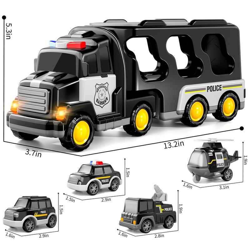 Kids toys Truck Toys for Toddler 3 4 5 6 Years Old Boys - 5-in-1 Friction Power Emergency Vehicle, Toy for Toddlers 1-3, Carrier Truck Toys for Kids 3-5, for Girl Age 3-9