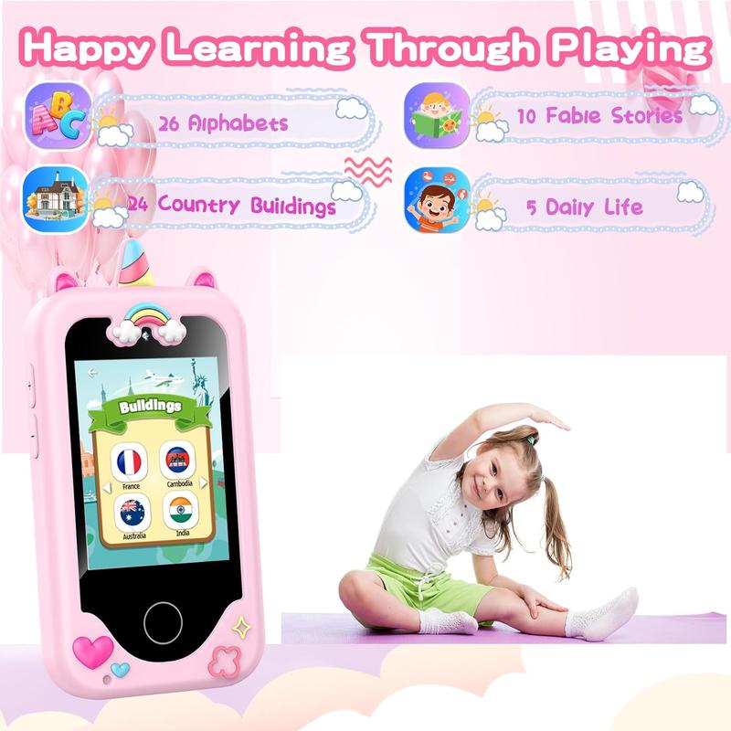 Christmas gift Kids Smart Phone for Girls: Fun Learning Play Toy with Dual Camera, Games, & Music Player | Ideal Birthday Gift for Ages 3-10