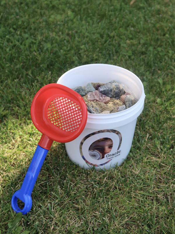 Mix Rock & Sand Exploration Bucket - Includes Raw Stones, Tumbled Stones, Play Sand - Ideal Gift Idea