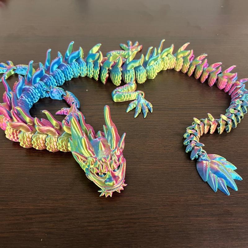 Rainbow Dragon Articulating Toy | Color Shifting | Magic Dragon | Custom Colors | Flexible Sensory Toys | Multiple Sizes | Perfect Gift For Him or Her | 3D Printed Plastic