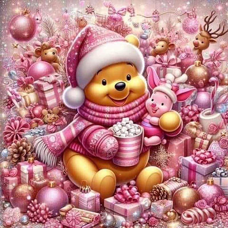 Cartoon Winnie The Pooh Pattern DIY Diamond Arts Colorful Painting Kit without Frame, 1 Count DIY 5D Diamond Arts Colorful Painting, Christmas Gift