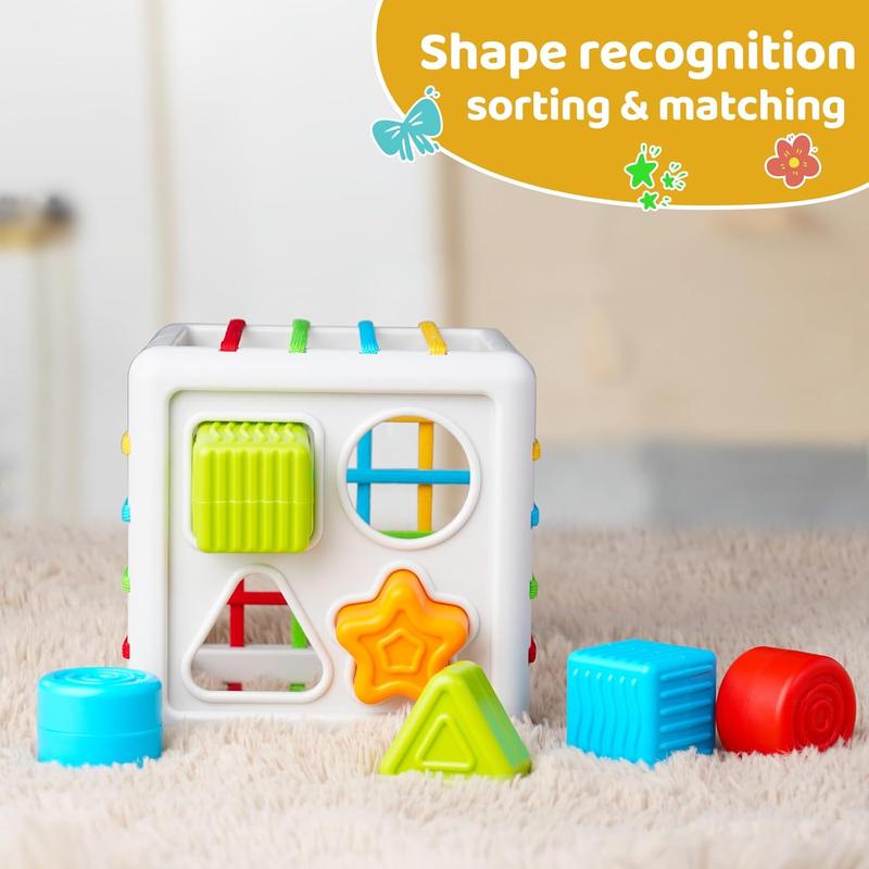 LiKee Montessori Toys for 1+ Years Old, Shape Sorter Baby Toys for Girls Boys Birthday, Colorful 1 2 3 Year Infant Toddler Toy, Learning & Fine Motor Skills 18+ Months (Large Cube)