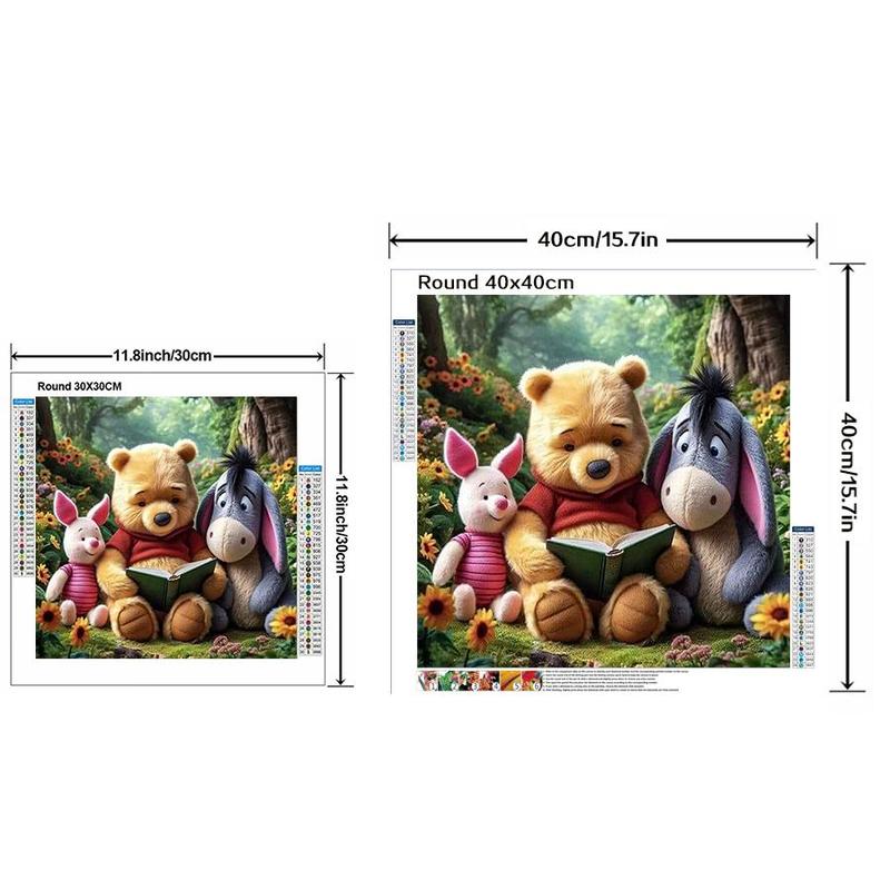 Disney Cartoon Winnie The Pooh Pattern DIY Diamond Art Colorful Painting Kit without Frame, 1 Set DIY 5D Diamond Colorful Painting for Home Bedroom Wall Decor