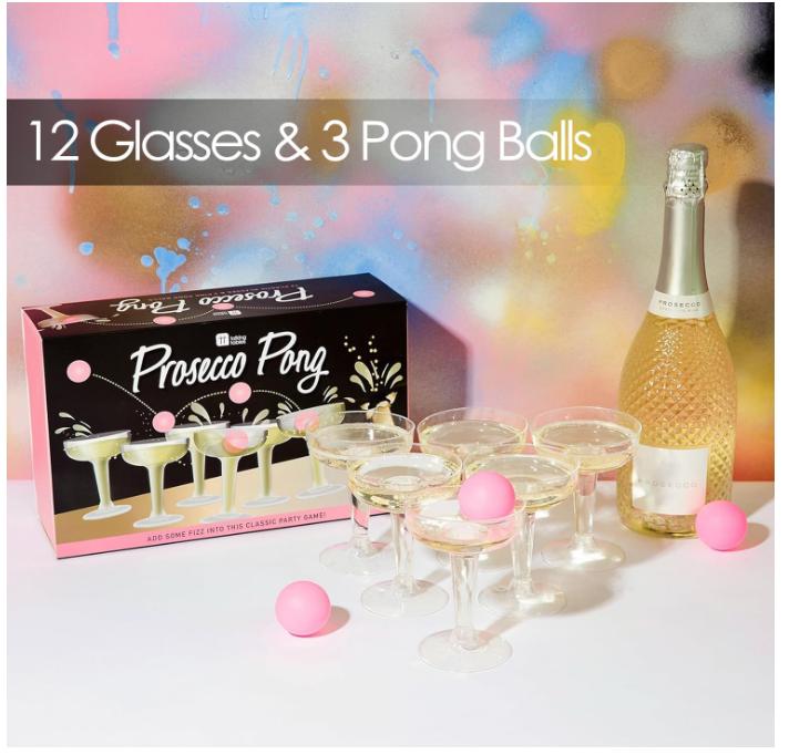 Talking Tables Prosecco Adult Drinking Includes Ping Pong Balls | Games for Bachelorette Party, Girls Night, Birthday, Bridal Shower, NYE, Cham, 12 Glasses