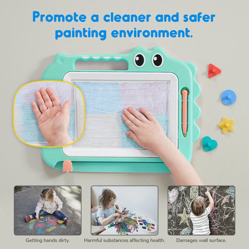 SGILE Magnetic Drawing Board for Early Learning, Color Erasable Doodle Writing Pad Gift for Baby Girls Boys, Painting Sketch Pad with Four Stamps