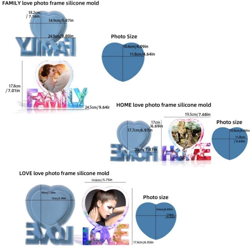 DIY Crystal Glue Mold, Love Home Family Stereo Photo Frame Silicone Mold, DIY Photo Frame Mold for Home Decor