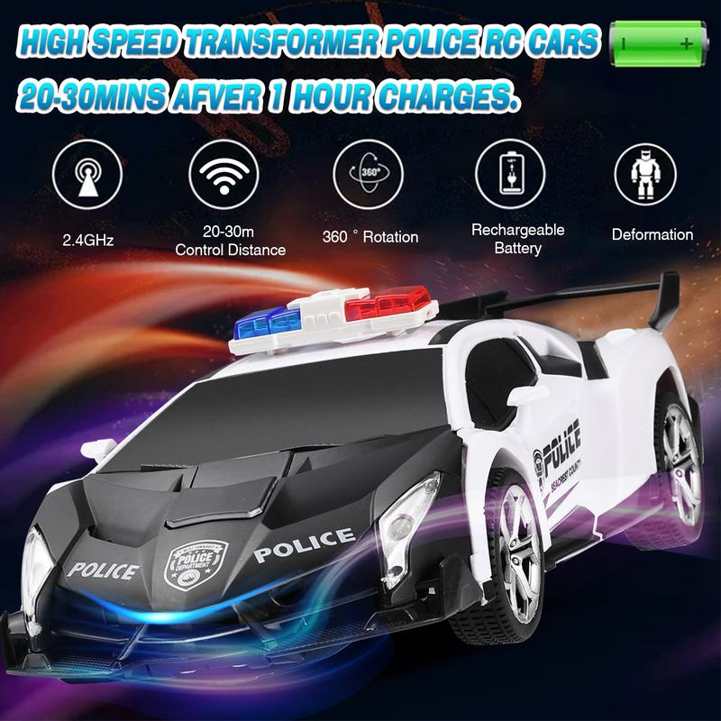 Transform Remote Control Car Robot Toy, 2.4Ghz 1:18 Scale Remote Control Car Transforming Vehicle Robot One-Button Deformation 360° Rotation rc car