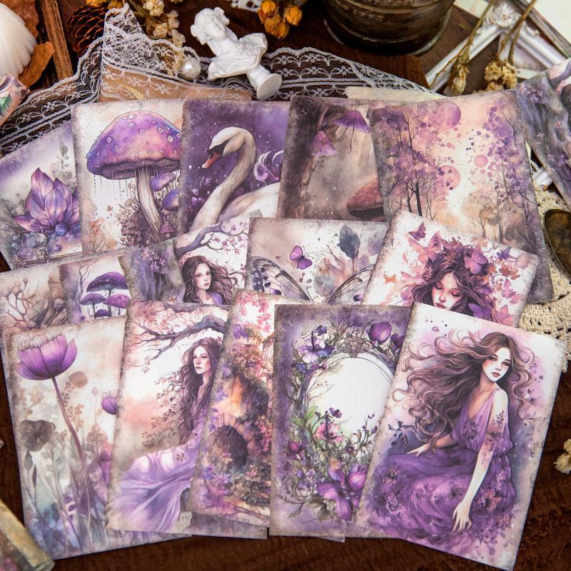 Vintage Fairy & Mushroom Pattern Material Paper, 30pcs bag Scrapbooking & Journal Making Paper, DIY Decorative Paper for Diary Note Handbook