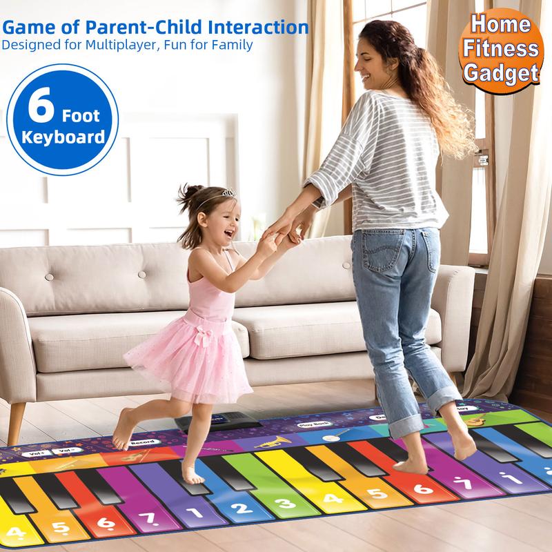 SUNLIN 6 ft. Giant Floor Piano Mat for Kids & Toddlers, Giant Piano Mat, 24 Keys, 10 Built in Songs, 8 Instrument Sounds, Record & Playback, Song Booklet, Musical Toy Gift for Boys & Girls Age 3 4 5 6 7 8 9