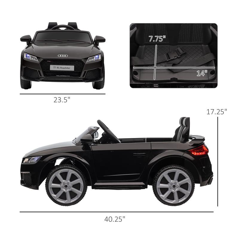 Aosom 6V Kids Electric Ride On Car, Licensed Audi TT RS with Suspension System and Remote Control, Horn, 5 Songs, Lights, MP3 Player