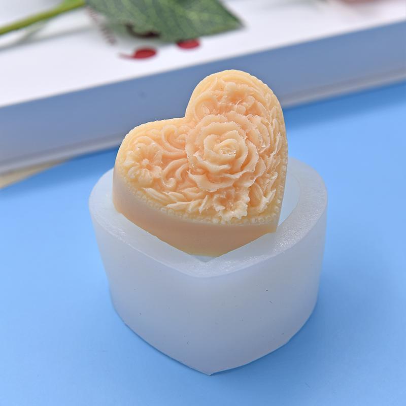 Heart Shaped Rose Design Silicone Mold, DIY Candle Soap Making Mold, DIY Candle Soap Making Tool