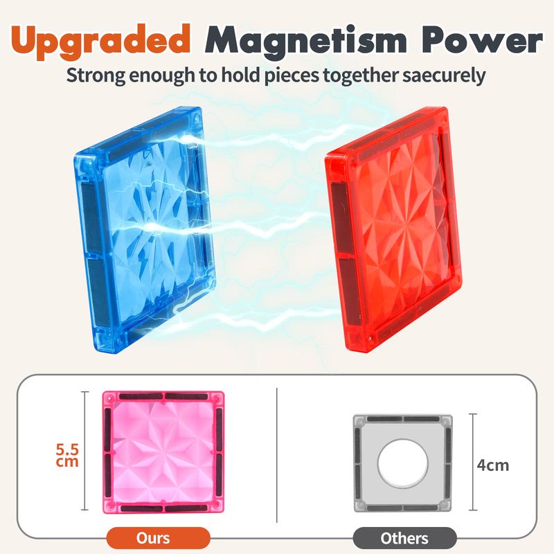 80 PCS Magnetic Tiles Building Blocks Toys for Kids - Educational Construction Blocks Magnet Toy