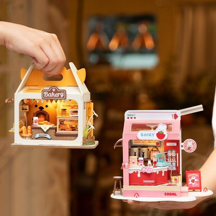 Rolife Food Box Shop DIY Miniature House Kit,DIY Mini House Building Miniature Kit Milkbox, Miniverse Lifestyle Bookshelf Decoration, Gifts Hobbies