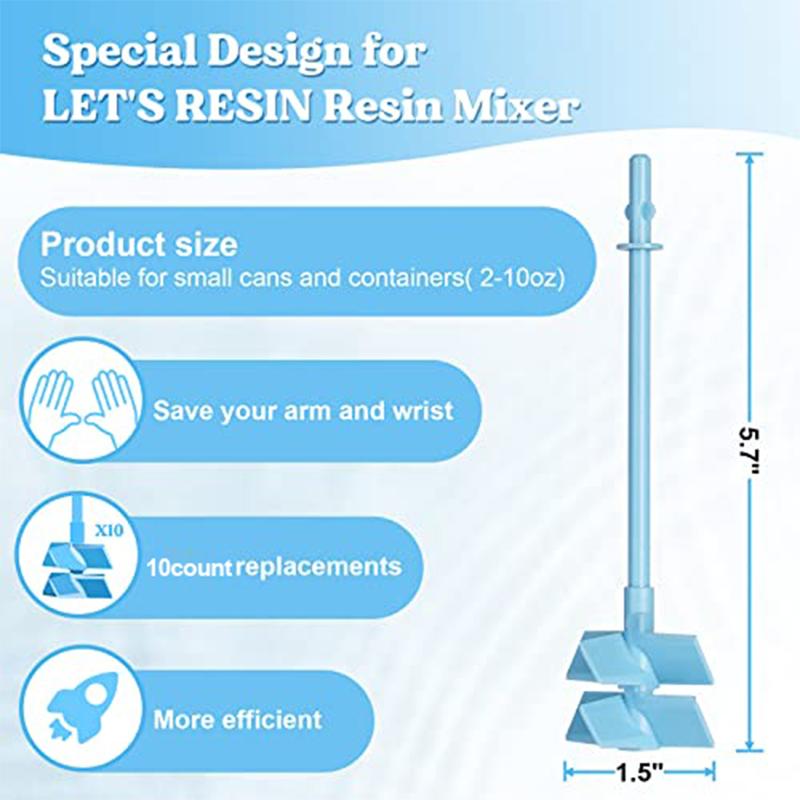 Resin Mixer Paddles, 10count Durable Epoxy Mixer Attachment with Minimizing Bubbles, Silicone Rubber, Pigment, Epoxy Resin - LET'S RESIN