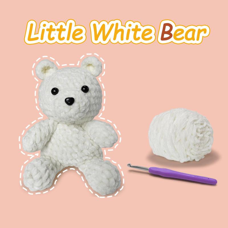 Cute Bear Design Crochet Kit, 1 Set Crochet Starter Kit, Crochet Starter Kit for Beginners, DIY Knitting Supplies