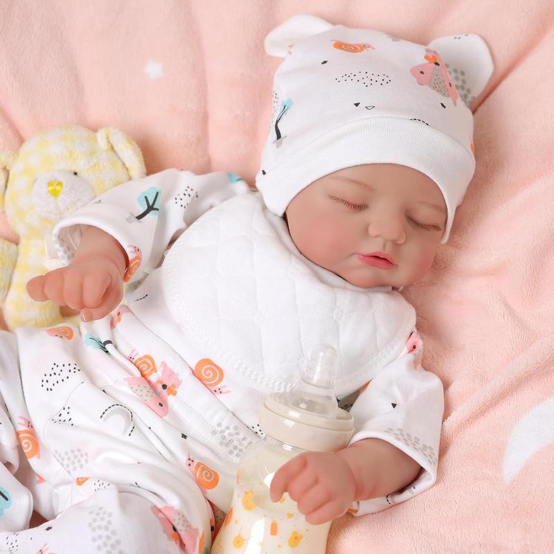 BABESIDE Lifelike Reborn Baby Dolls Gril Peach - 17inch Soft Body Realistic- Newborn Baby Dolls Real Life Baby Dolls Sleeping with Gift Box for Kids Age 3+