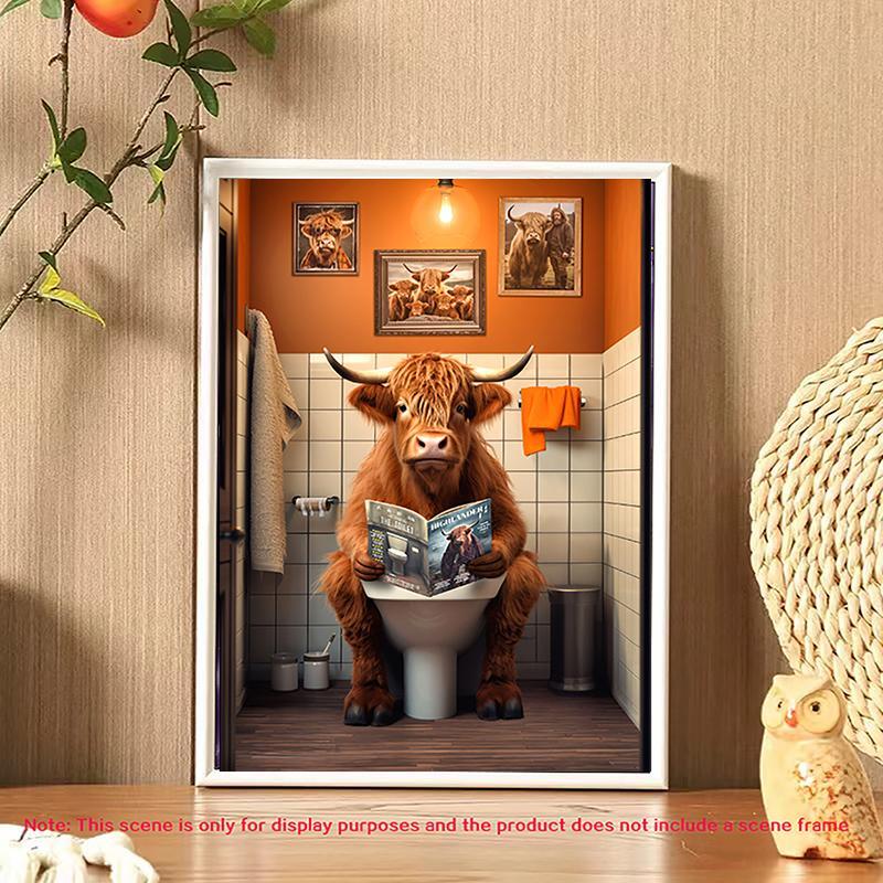 Cow Reading Pattern DIY Diamond Arts Colorful Painting Kit without Frame, DIY 5D Diamond Art Colorful Painting Kit for Beginner, Wall Art Decor for Home Bedroom