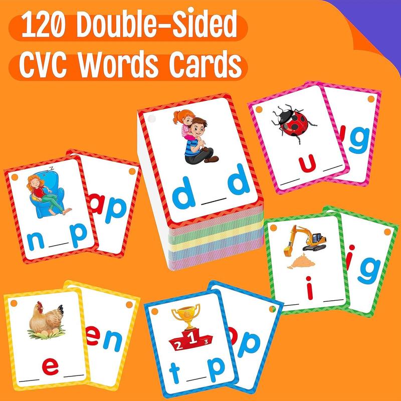 Kids Vocabulary Writing Cards, 120 Double-Sided Handwriting Cards Spelling Flashcards Common Words Learning Tools for Boys Girls Learning Toys