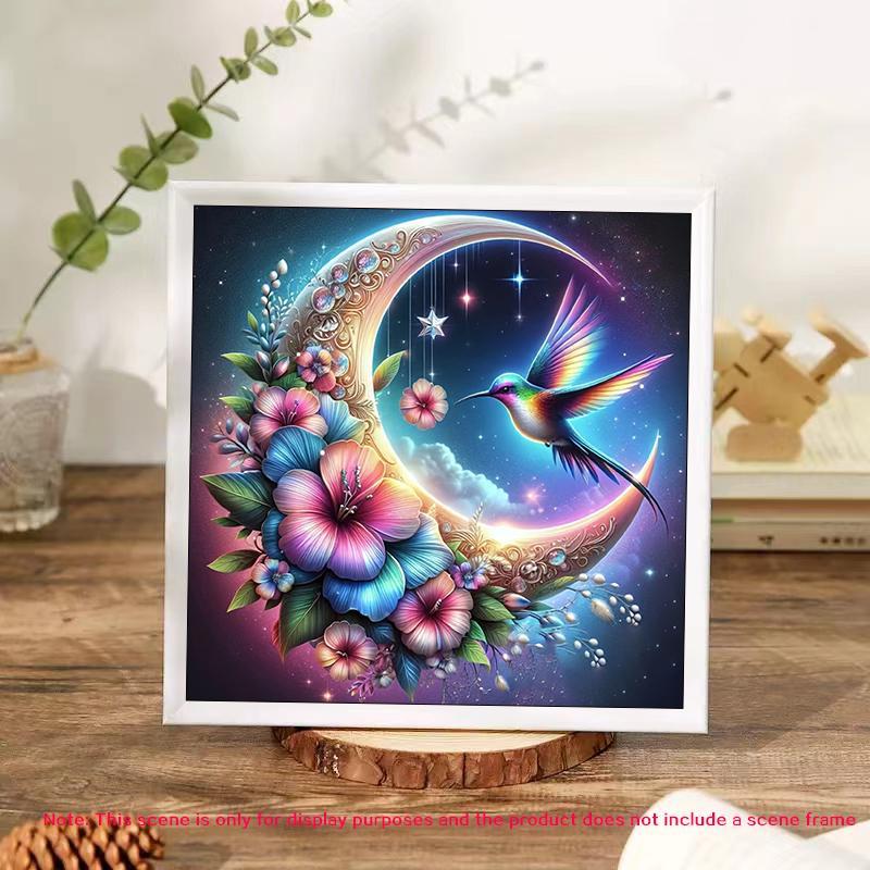 5D DIY Diamond Arts Colorful Painting Kit, Flower & Flying Bird Pattern Diamond Arts Crafts without Frame, Handmade Diamond Art Pictures for Home Decor