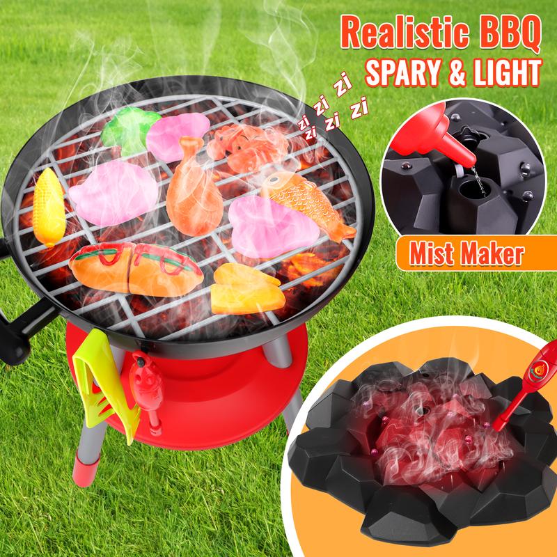 deAO BBQ Grill Toy Set Cooking Toy Set, Kitchen Toy Set, Grill Playset Interactive BBQ Toy Set