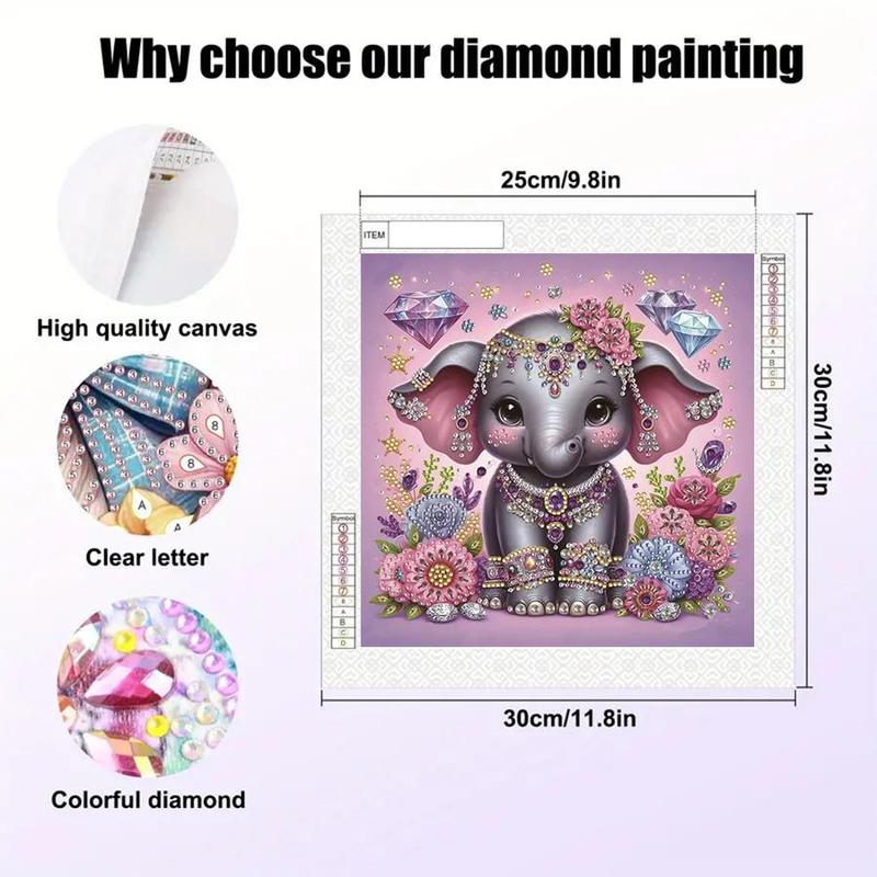 Elephant Pattern DIY Diamond Art Painting Without Frame, DIY 5D Diamond Arts Painting Kit, Wall Art Decor For Home Living Room Bedroom