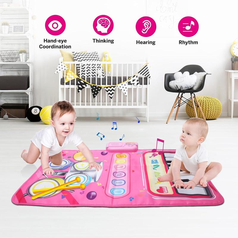 1 Year Old Girl Gifts, Piano Mat Kids Toys for 1 Year Old Girl, 2 in 1  Music Mat with Keyboard & Drum, Early Educational Musical Toys First Birthday Christmas Gifts