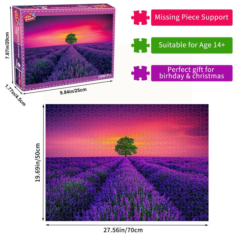 HUADADA 1000 pieces of puzzles for adults, lavender from Provence, suitable for home decoration for holiday gifts, family games, grandparents brainstorming