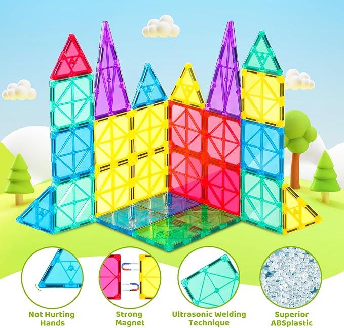 80 PCS Magnetic Tiles Building Blocks Toys for Kids - Educational Construction Blocks Magnet Toy