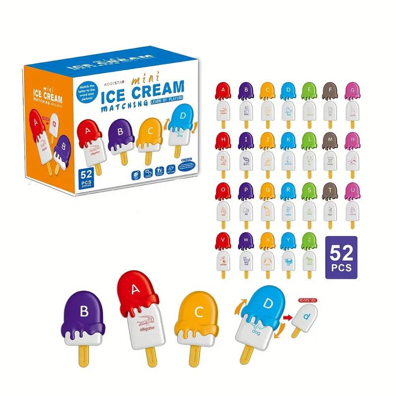 USATDD Preschool Ice Cream Learning Activity - Color Classification, Stacking Toys, Animal and Letter Matching, 3-5 Year Old Boys and Girls ABC Game