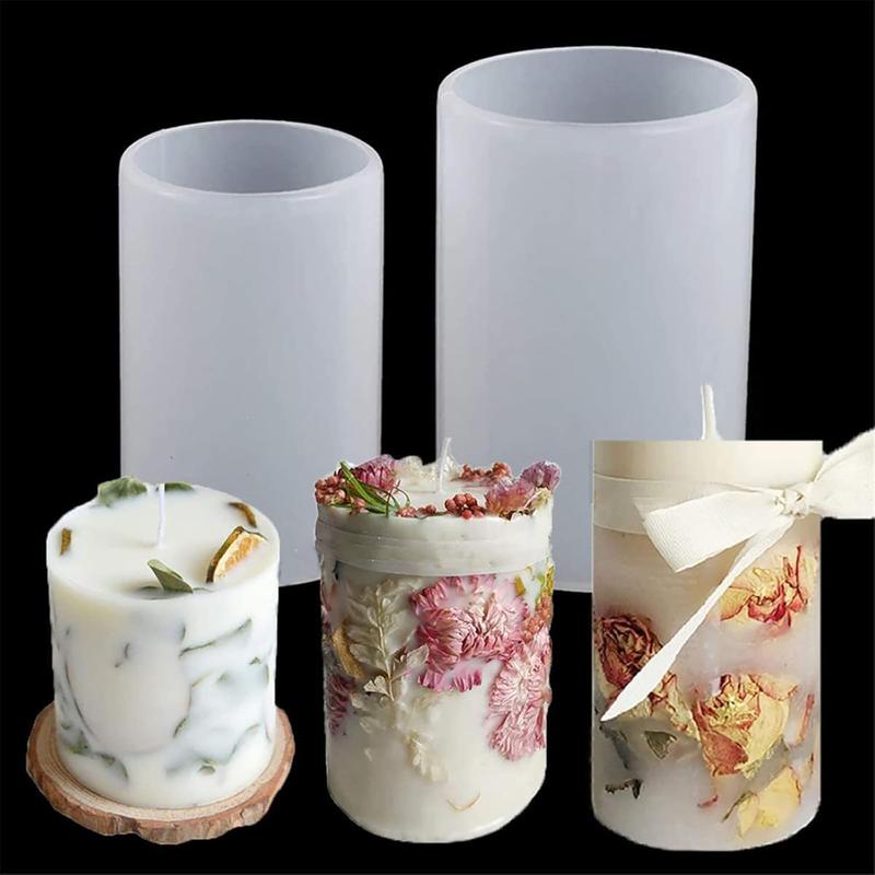 2 Pack Cylinder Mold Pillar Candle Mold Bottle Candle Mold 3D Mold Flower Candle Mold  Mold for  Cake Mold Clay  Making Molds Candle Making Molds Craft Supplies